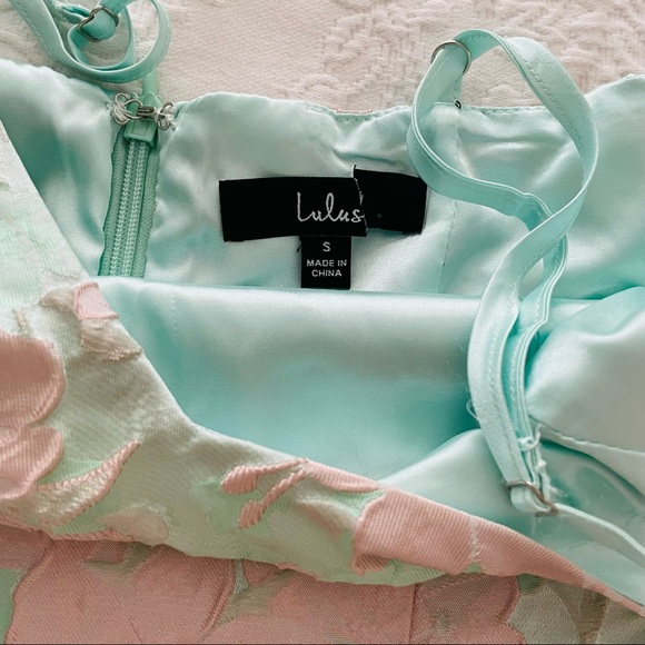 NWOT Lulus Never-Ending Love Mint Floral Jacquard Sleeveless Mini Dress - Picture 6 of 13